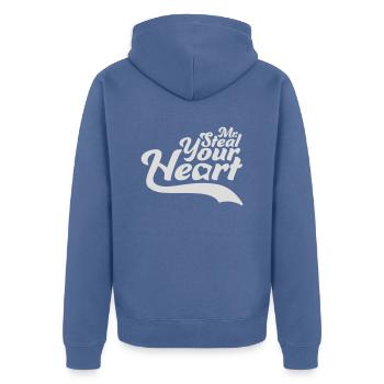 Mr steal your heart - Unisex Premium Organic Zip Hoodie - stone blue - Back - Nico (187cm)