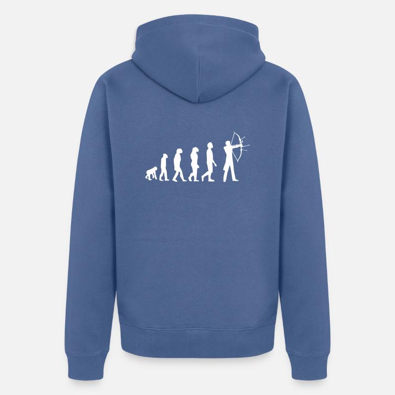 Evolution des Bogenschießens - Unisex Premium Bio Zip Hoodie - Taubenblau