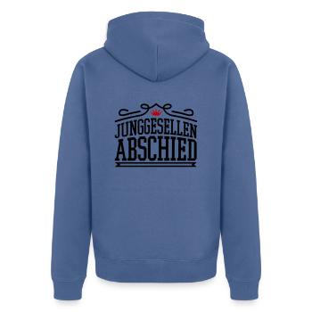 Junggesellen Abschied - Unisex Premium Bio Zip Hoodie - Taubenblau - Hinten - Nico (187cm)