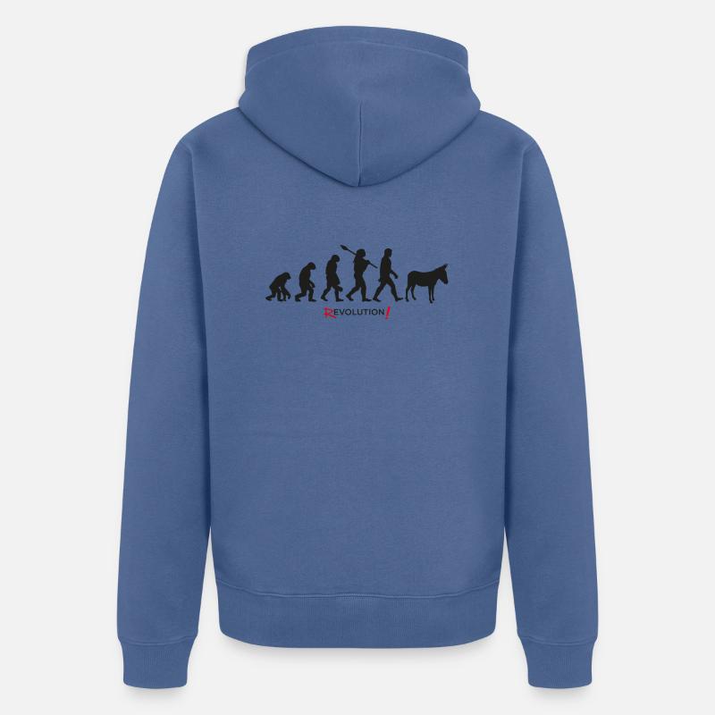 Evolution Revolution Esel Mann - Unisex Premium Bio Zip Hoodie - Taubenblau