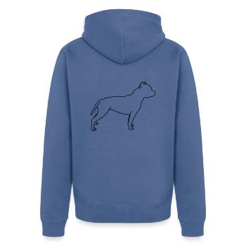 Pitbull Lineart 1 - Unisex Premium Organic Zip Hoodie - stone blue - Back - Nico (187cm)