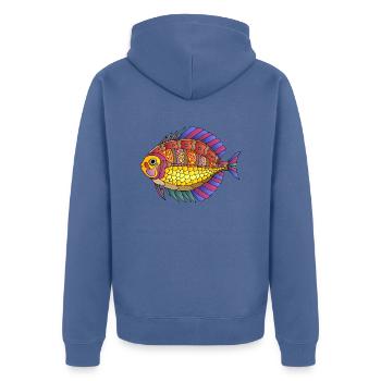 Poisson - Veste à capuche bio Premium Unisexe - bleu pigeon - Dos - Nico (187cm)
