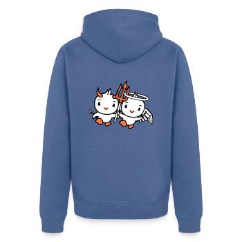 Birds Angel Sky Devil Horns Satan Hell Evil - Unisex Premium Organic Zip Hoodie - stone blue - Back - Nico (187cm)