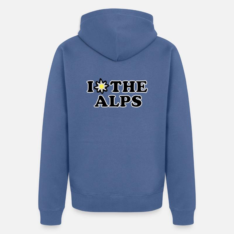 J’adore les Alpes - Veste à capuche bio Premium Unisexe - bleu pigeon