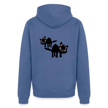 Team funny cats - Unisex Premium Organic Zip Hoodie - stone blue - Back - Nico (187cm)