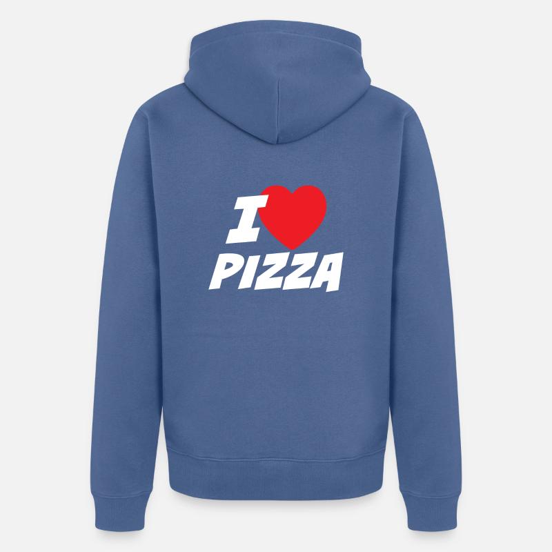 J’aime la pizza - Veste à capuche bio Premium Unisexe - bleu pigeon