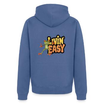 Vivre facilement - Veste à capuche bio Premium Unisexe - bleu pigeon - Dos - Nico (187cm)