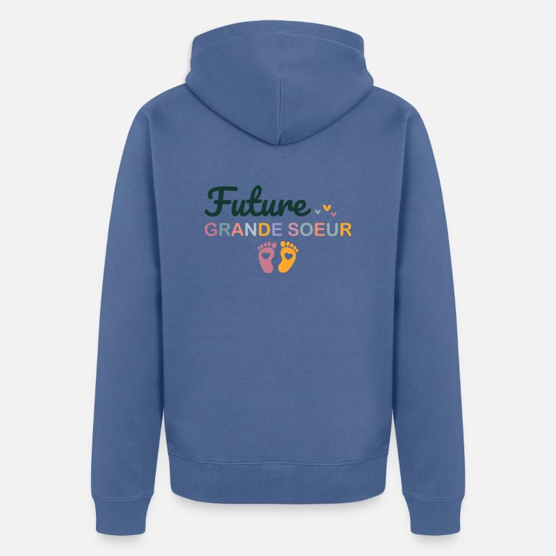 Kind Kind Zukunft Große Schwester - Unisex Premium Bio Zip Hoodie - Taubenblau