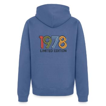 Vintage 1978 limited edition - Unisex Premium Organic Zip Hoodie - stone blue - Back - Nico (187cm)