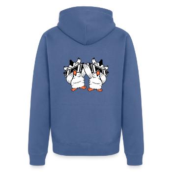 2 Owls Dabbing Dab Dance Pose Gesture Sunglasses - Unisex Premium Organic Zip Hoodie - stone blue - Back - Nico (187cm)