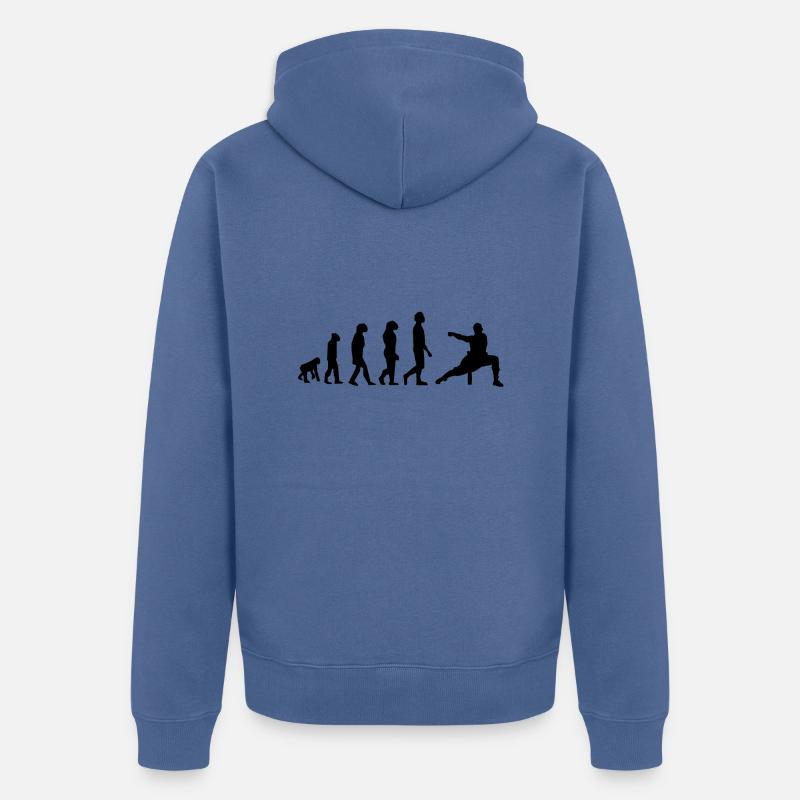 Kung-fu évolution - Veste à capuche bio Premium Unisexe - bleu pigeon