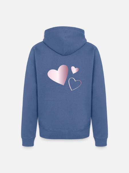 Zwei Herzen Turmalin rosa - Unisex Premium Bio Zip Hoodie - Taubenblau