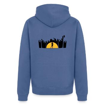 Palmen Hot Girl - Unisex Premium Bio Zip Hoodie - Taubenblau - Hinten - Nico (187cm)