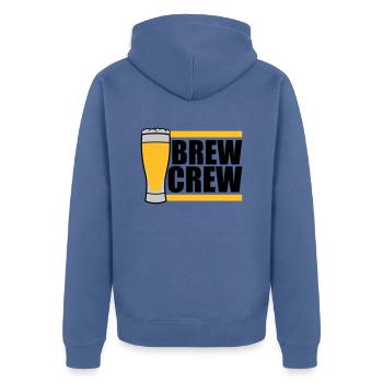 Bierglas Brew Crew Spruch - Unisex Premium Bio Zip Hoodie - Taubenblau - Hinten - Nico (187cm)
