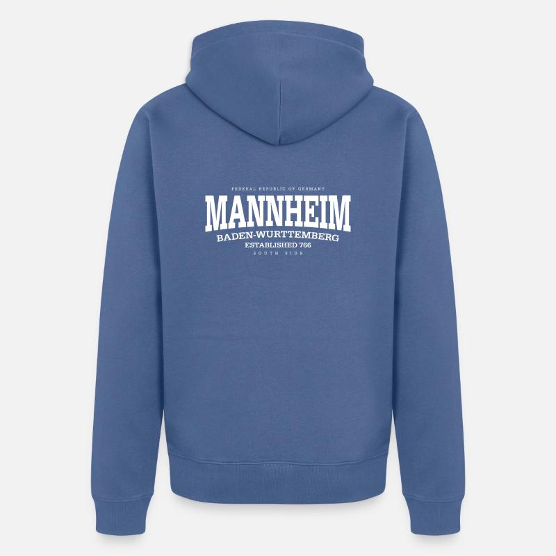Mannheim (blanc Edt. '13) - Veste à capuche bio Premium Unisexe - bleu pigeon