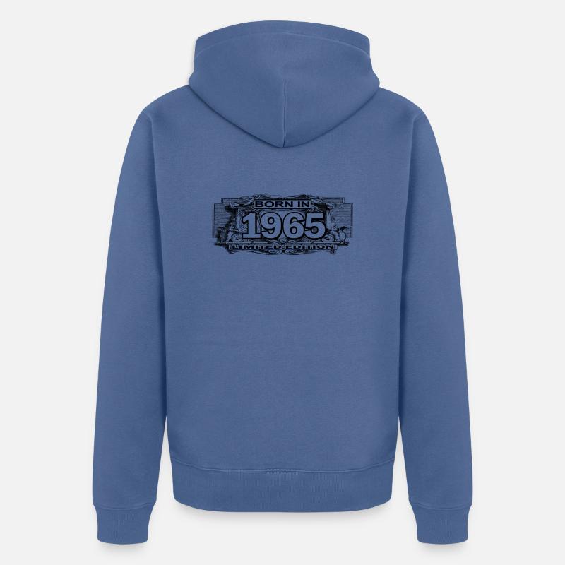 né en 1965 - Veste à capuche bio Premium Unisexe - bleu pigeon