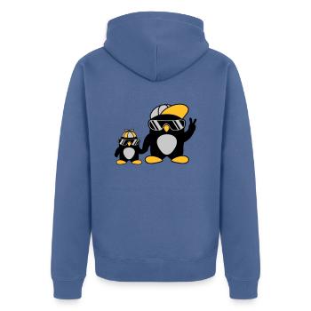 2 coole Pinguine Familie - Unisex Premium Bio Zip Hoodie - Taubenblau - Hinten - Nico (187cm)