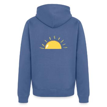 Sunshine - Unisex Premium Organic Zip Hoodie - stone blue - Back - Nico (187cm)