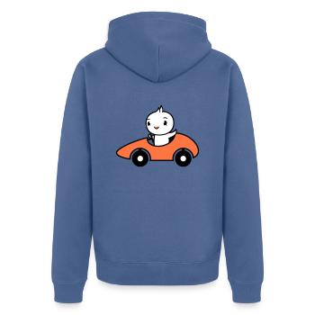 Bird Drives Voiture de course rapide Voiture de sport - Veste à capuche bio Premium Unisexe - bleu pigeon - Dos - Nico (187cm)