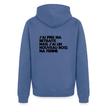 Funny Man Retirement Gift Idea for a Mar - Unisex Premium Organic Zip Hoodie - stone blue - Back - Nico (187cm)