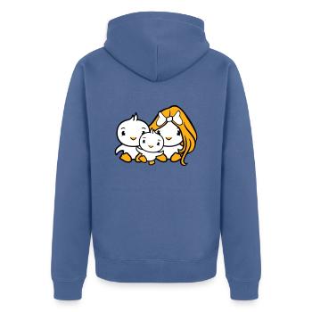 3 oiseaux Famille Parents Maman Papa Trois Enfant Bébé - Veste à capuche bio Premium Unisexe - bleu pigeon - Dos - Nico (187cm)