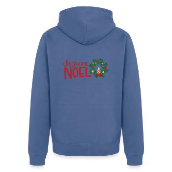 Joyeux Noel - Unisex Premium Bio Zip Hoodie - Taubenblau - Hinten - Nico (187cm)