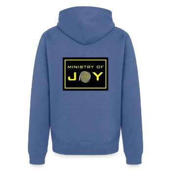 smiler ministère de la joie - Veste à capuche bio Premium Unisexe - bleu pigeon - Dos - Nico (187cm)
