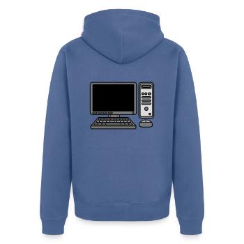Computer Keyboard Mouse Screen - Unisex Premium Organic Zip Hoodie - stone blue - Back - Nico (187cm)