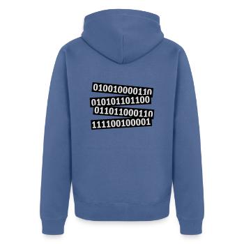 Binary Code Program Language - Unisex Premium Organic Zip Hoodie - stone blue - Back - Nico (187cm)