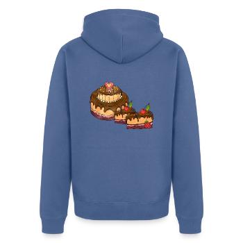 Kuchen - Unisex Premium Bio Zip Hoodie - Taubenblau - Hinten - Nico (187cm)
