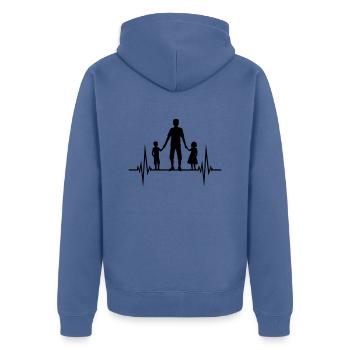 Familie Puls Kinder Papa - Unisex Premium Bio Zip Hoodie - Taubenblau - Hinten - Nico (187cm)