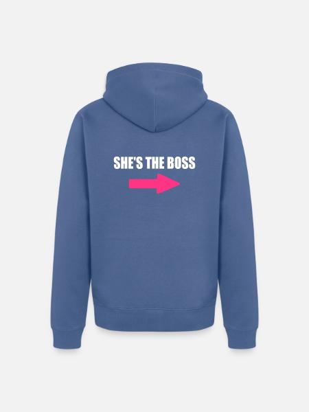 she s the boss - Unisex Premium Organic Zip Hoodie - stone blue