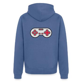 Alter Controller Retro Gamer - Unisex Premium Bio Zip Hoodie - Taubenblau - Hinten - Nico (187cm)