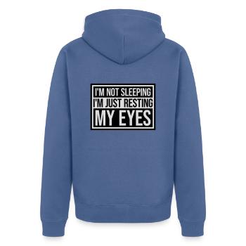im not sleeping Zitat - Unisex Premium Bio Zip Hoodie - Taubenblau - Hinten - Nico (187cm)