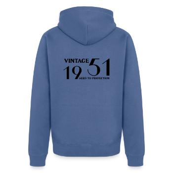 Vintage 1951 aged to perfection - Unisex Premium Organic Zip Hoodie - stone blue - Back - Nico (187cm)