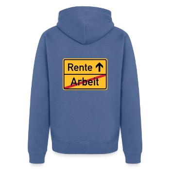 ortsschild_arbeit_rente__f3 - Veste à capuche bio Premium Unisexe - bleu pigeon - Dos - Nico (187cm)