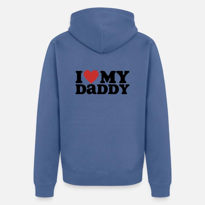 J’aime mon papa - Veste à capuche bio Premium Unisexe - bleu pigeon