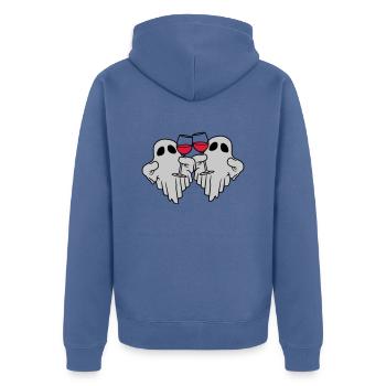 2 Wein trinkende Geister - Unisex Premium Bio Zip Hoodie - Taubenblau - Hinten - Nico (187cm)