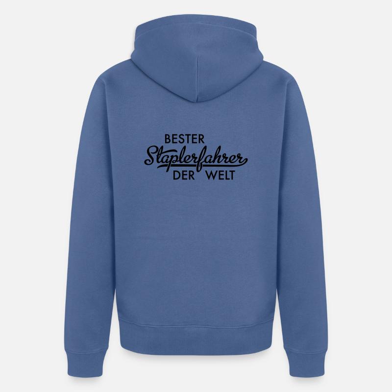 Bester Staplerfahrer der Welt - Unisex Premium Bio Zip Hoodie - Taubenblau