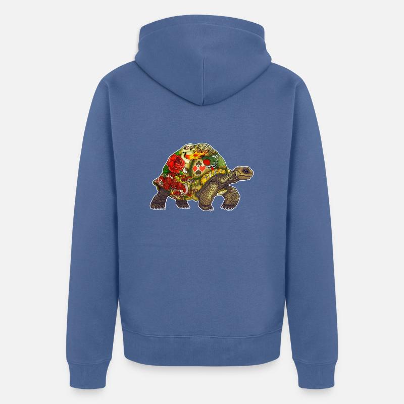 Turtle Tattoo - white contour - Veste à capuche bio Premium Unisexe - bleu pigeon