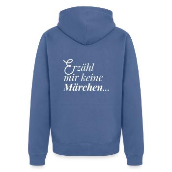 Lustiger Spruch Erzähl mir keine Märchen Humor - Unisex Premium Bio Zip Hoodie - Taubenblau - Hinten - Nico (187cm)