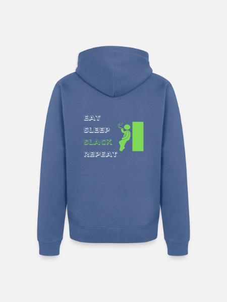 Eat Sleep Slack Repeat - Unisex Premium Bio Zip Hoodie - Taubenblau