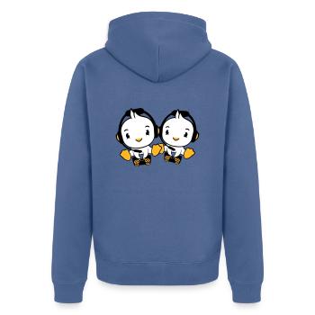 2 Ducks Gamer Gaming Controller Headset Console - Unisex Premium Organic Zip Hoodie - stone blue - Back - Nico (187cm)