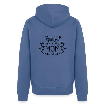Home is where my mom is - Unisex Premium Bio Zip Hoodie - Taubenblau - Hinten - Nico (187cm)