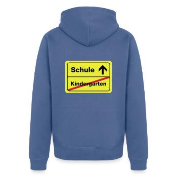 école maternelle, - Veste à capuche bio Premium Unisexe - bleu pigeon - Dos - Nico (187cm)