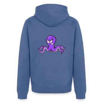 Angry Octopus - Unisex Premium Organic Zip Hoodie - stone blue - Back - Nico (187cm)