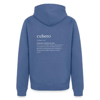 Cubero Definition - Unisex Premium Organic Zip Hoodie - stone blue - Back - Nico (187cm)