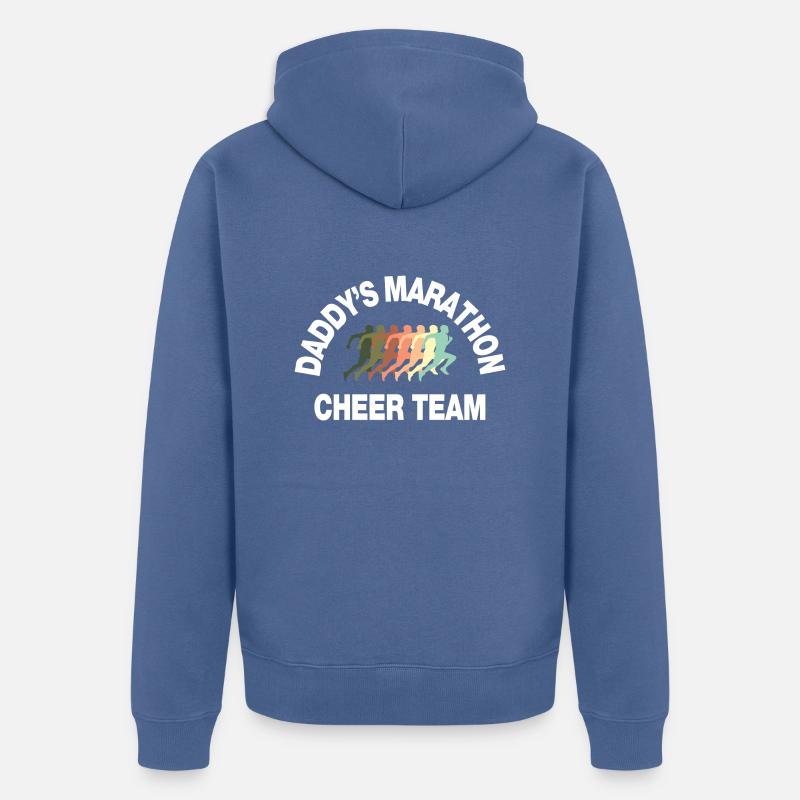 dad's marathon cheer team - Veste à capuche bio Premium Unisexe - bleu pigeon