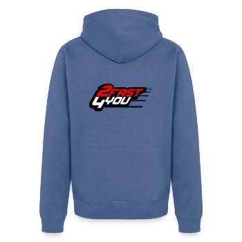 Too Fast for You Saying 2 Too Fast 4 For You - Unisex Premium Organic Zip Hoodie - stone blue - Back - Nico (187cm)