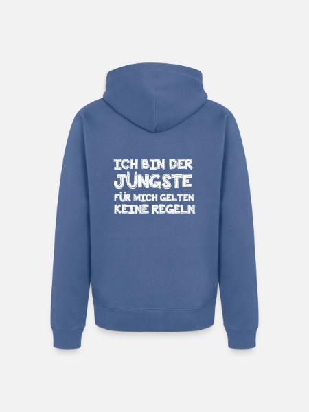 Ich bin der Jüngste - Unisex Premium Bio Zip Hoodie - Taubenblau